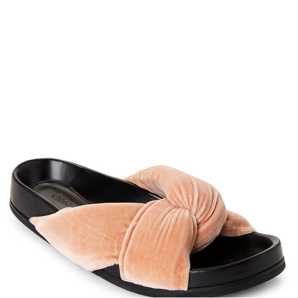 Chloe Beige Velvet Knotted Sandals